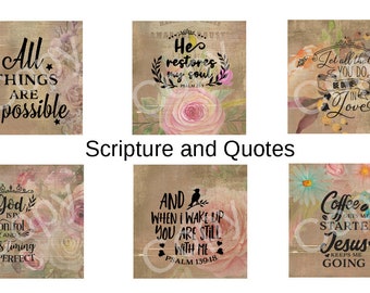 Scriptures and Quotes - 1 inch squares  -  Printable Digital Collage Sheet - Digital Download