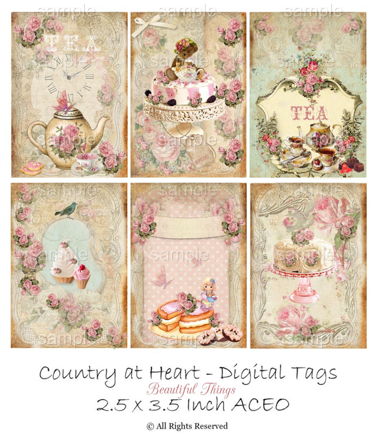 Beautiful Things digital Printable Collage Sheet Set of 6 - Etsy