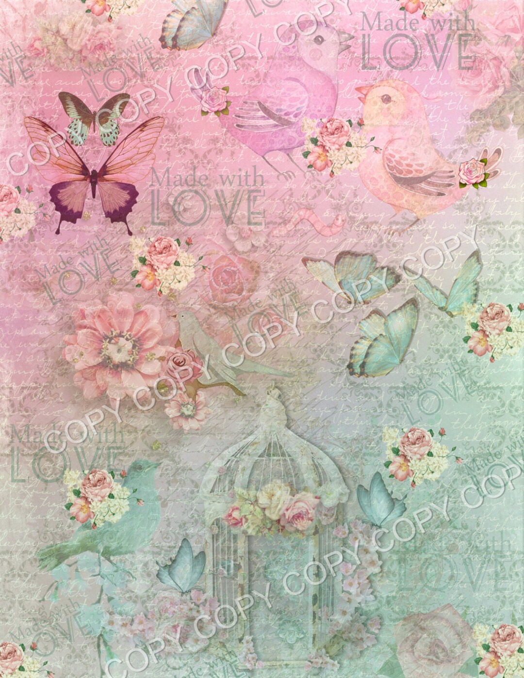 INSTANT DOWNLOAD - Made With Love Printable Paper - 8.5 X 11 Inches ...
