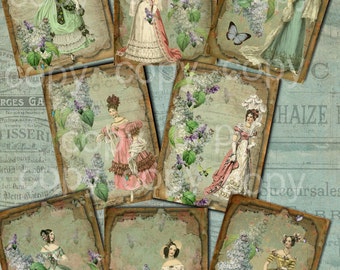 Instant Download  -  Jane Austen's Garden - ACEO - Digital Download - Printable  Digital Collage Sheet