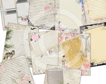 Huge Journaling Paper Pack - 16 full size Junk Journal Papers -  Printable Collage Sheet - Digital Download paper pack