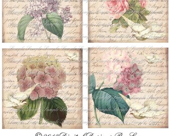 4 x 4 Faded Beauty  -  Collage Sheet - Printable Download - Gift Tags - Scrapbook