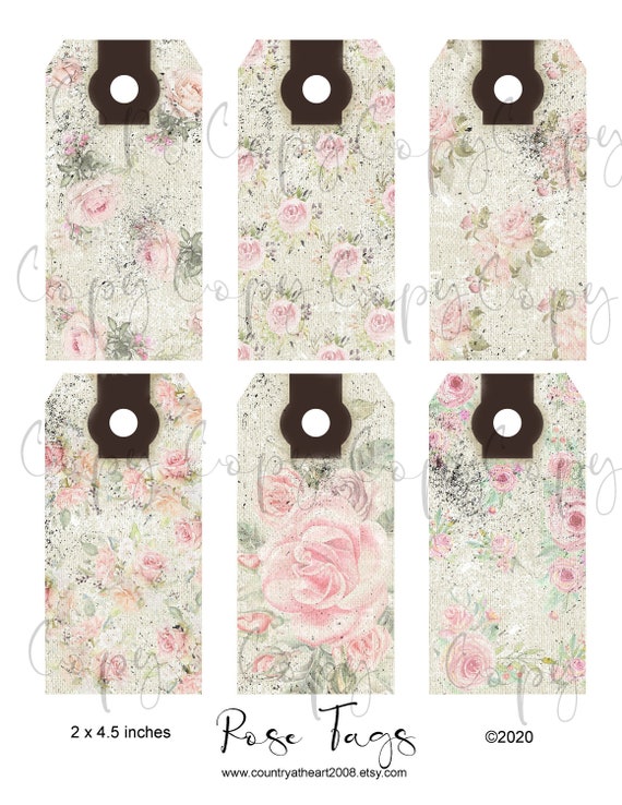 Instant Download Rose Tags Digital Download Printable | Etsy