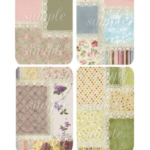 May include: A digital collage of patchwork quilt designs with lace trim. The designs include floral patterns, polka dots, stripes, and gingham. The text "Patch Work Quilt" is at the bottom of the image.
