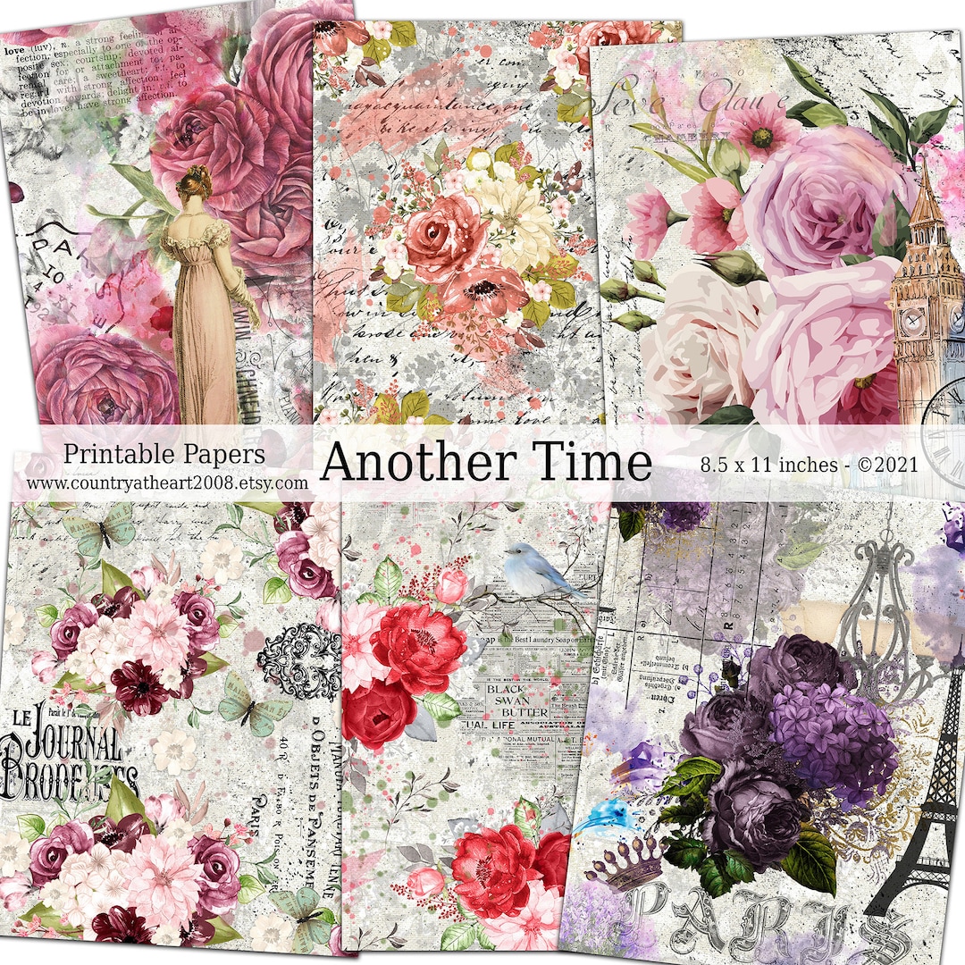 Another Time - 6 Full Size Sheets of Printable Papers - Digital ...
