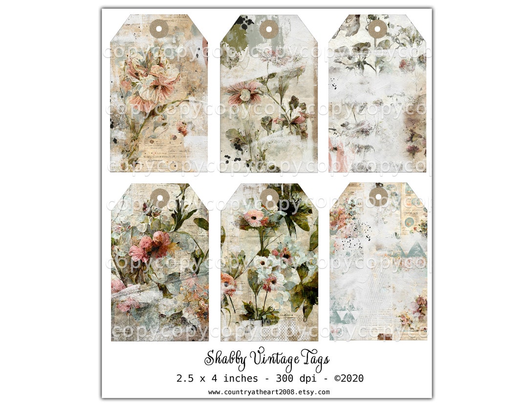 Shabby Vintage Tags - Hang Tags - Digital Download - Printable Digital ...