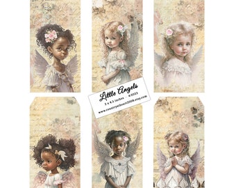 Little Angels -  Printable Digital Collage Sheet - Digital Download