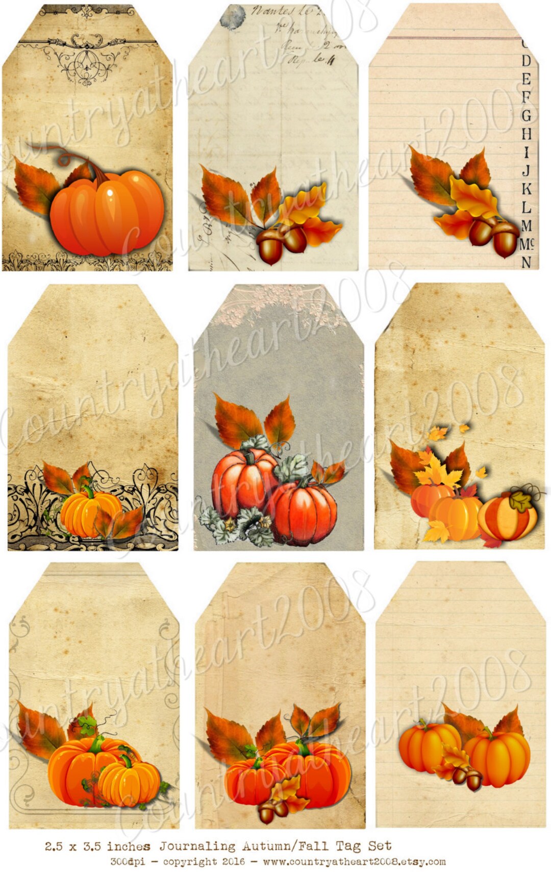 Journaling Autumn Fall Tag Set - Journaling Papers - Printable Digital ...