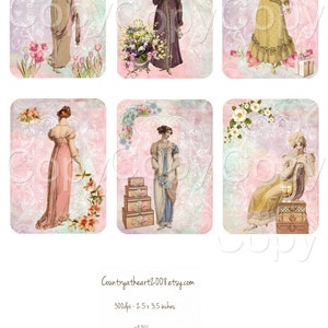 Téléchargement instantané - période Jane Austen Regency - ACEO - téléchargement numérique - feuille de collage numérique imprimable