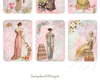 Instant Download  -  Jane Austen Regency Period - ACEO - Digital Download - Printable  Digital Collage Sheet