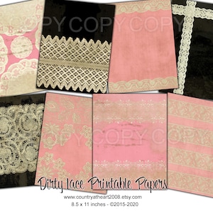 Instant Download  8.5 x 11 inch  Paper Pack Dirty Lace -  Printable Digital Papers - Digital Download Digital Paper - Scrapbook paper
