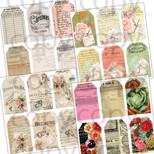 2.5 x 4 inches Vintage Tags  - Graphic Design - Journaling Tags - Scrapbook Paper -