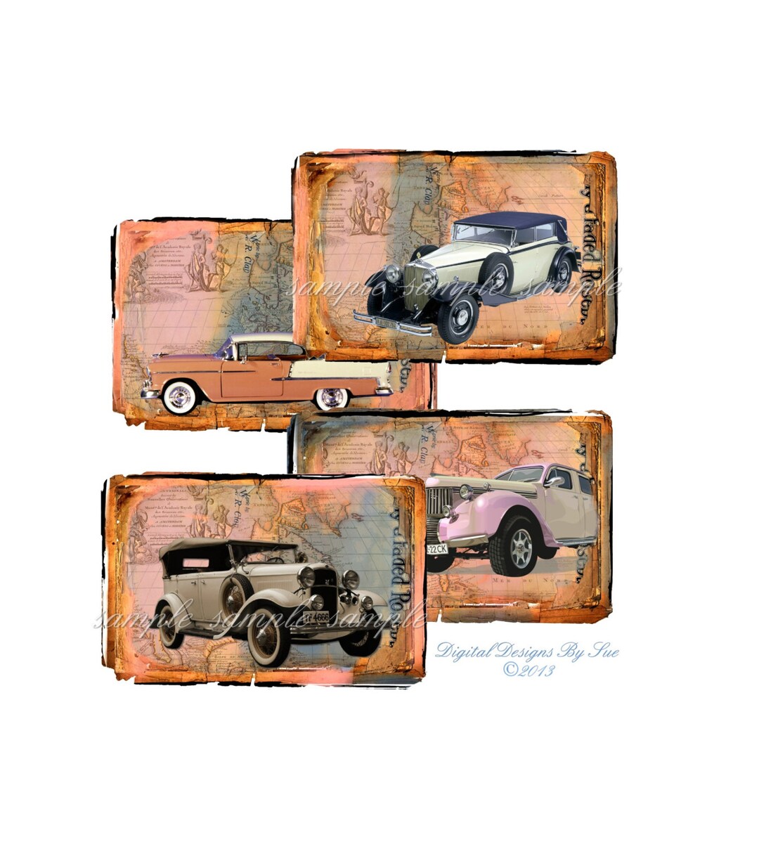 INSTANT DOWNLOAD Old Cars Tags 3 X 5 Printable Digital - Etsy