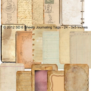6 Sheet Bundle Paper Pack  - Journaling Papers and Postcards -  Printable Digital Collage Sheet - Digital Download Scrapbooking Kit