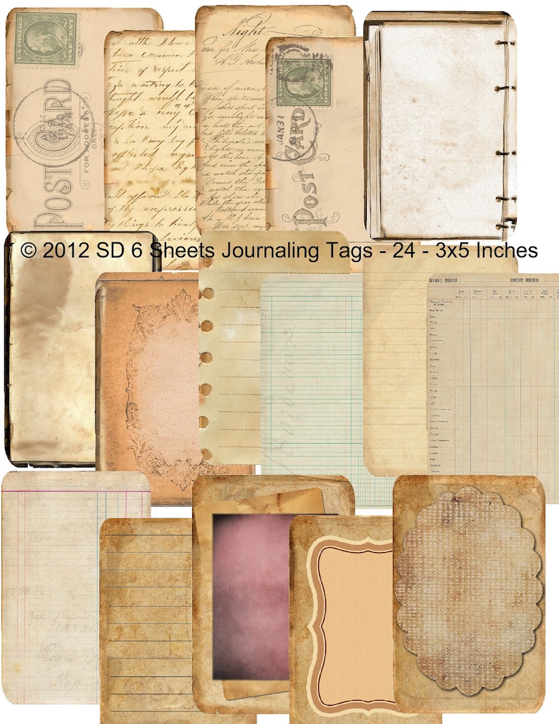 6 Sheet Bundle Paper Pack Journaling Papers and Postcards Etsy