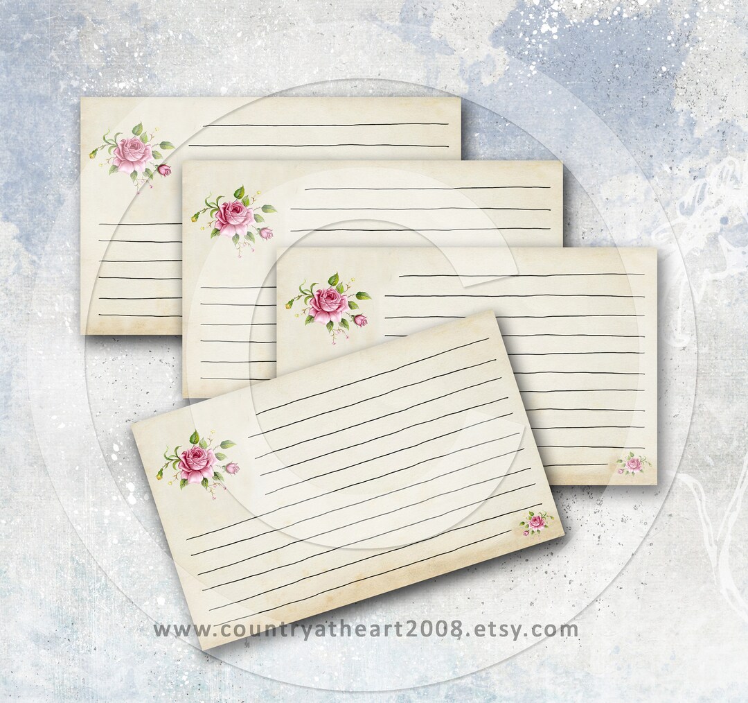 Roses - Printable Recipe Cards - 5 X 3 Inches - Digital Download ...