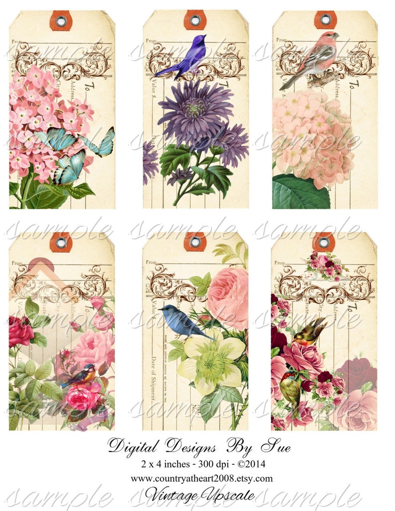 Hang Tags Vintage Up scale Printable Digital Collage Sheet Download image 1