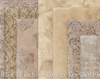 Vintage Era Paper Pack  -  Printable Digital Collage Sheet - Digital Download