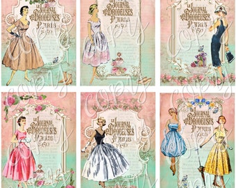 Instant Download  - Paris Fashion - ACEO - Digital Download - Printable  Digital Collage Sheet