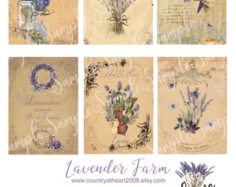 Lavender Farm - 2.5 x 3.5 - Printable  Digital Collage Sheet