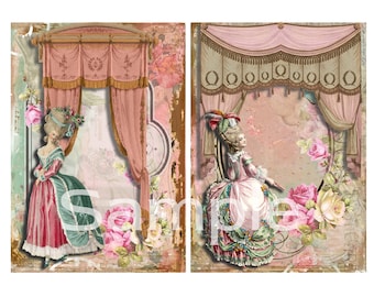 Instant Download  - Marie Antoinette - ACEO - Digital Download - Printable  Digital Collage Sheet