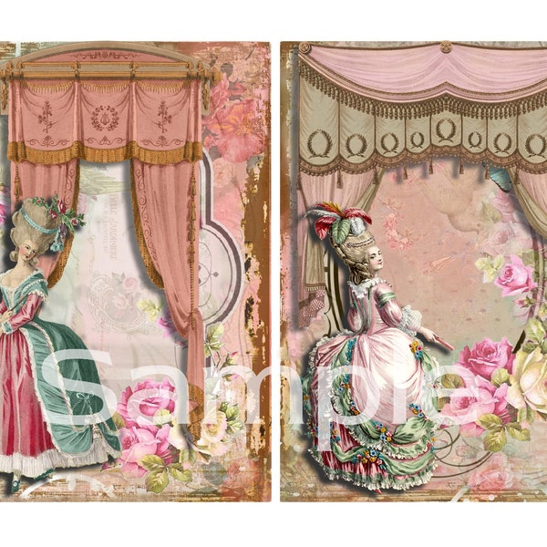Instant Download  - Marie Antoinette - ACEO - Digital Download - Printable  Digital Collage Sheet