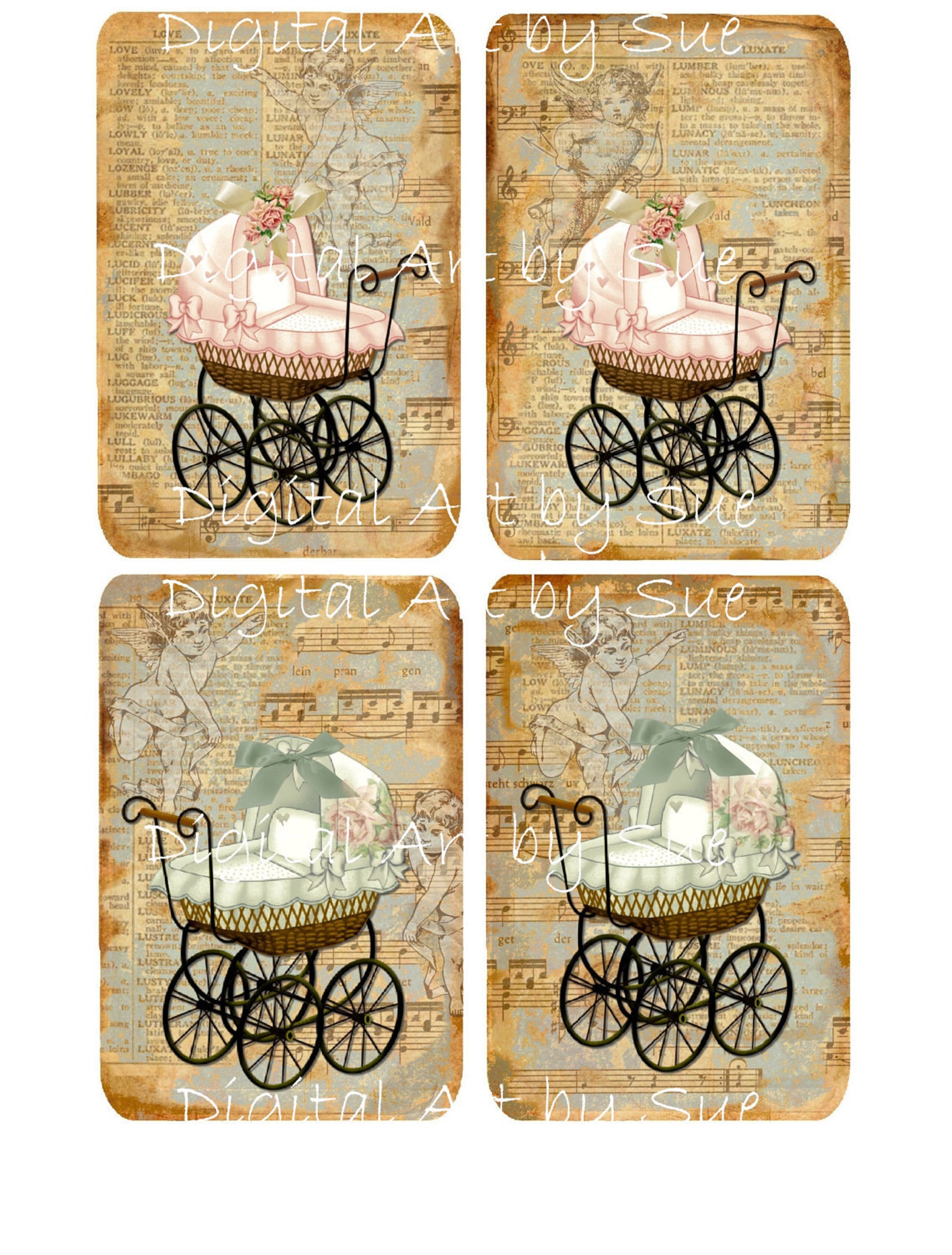 INSTANT DOWNLOAD Baby Carriage 3 X 5 Printable Digital | Etsy
