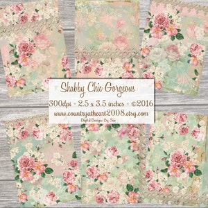 Instant Download  - Shabby Chic  Gorgeous  - ACEO - Digital Download - Printable  Digital Collage Sheet