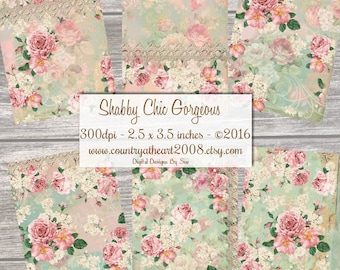 Instant Download  - Shabby Chic  Gorgeous  - ACEO - Digital Download - Printable  Digital Collage Sheet