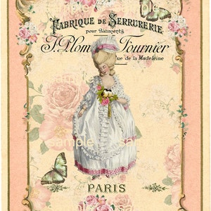 Marie Antoinette in Paris -  Printable Digital Collage Sheet