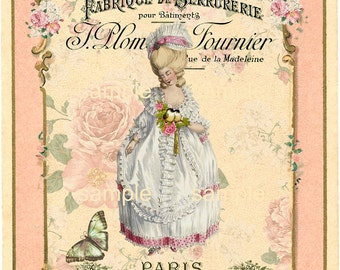 Marie Antoinette in Paris -  Printable Digital Collage Sheet