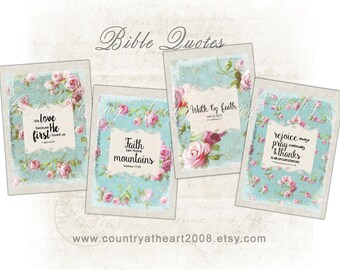 Bible Quotes - Printable Digital Collage Sheet - Digital Download - Printable - Journal - Scrapbook - Craft Supply