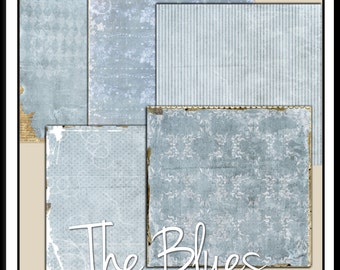 12 x 12 cali The Blues Paper Pack - Arkusze kolażu do druku - Pobierz - Sztuka cyfrowa, Rzemiosło, Papier cyfrowy - Papier do scrapbookingu