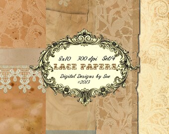 Vintage Lace Paper pack -  Printable  Collage Sheet - Digital Paper - Scrapbook paper
