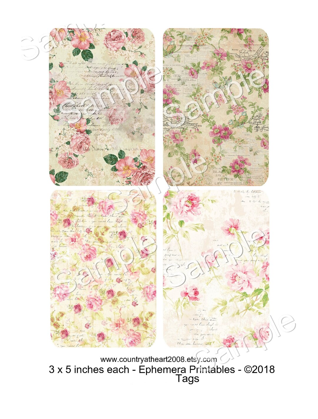 Ephemera Printable Tags - High Quality - Printable Download - One of a ...