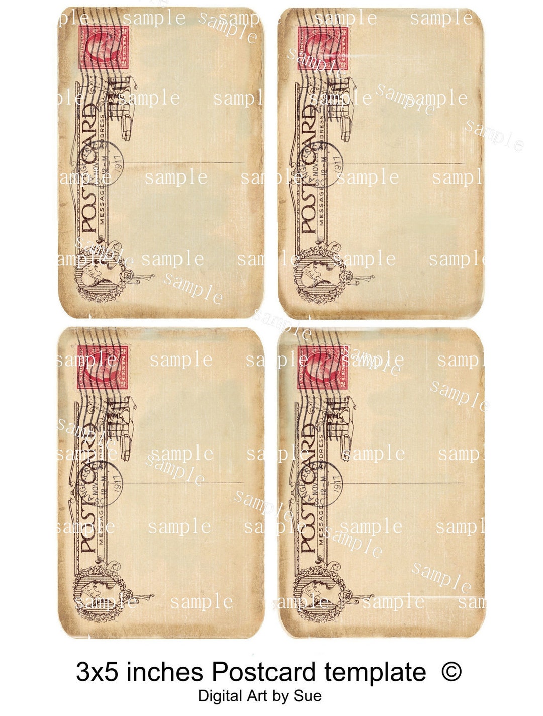 Instant Download Postcard - DIY - Printable Digital Collage Sheet ...
