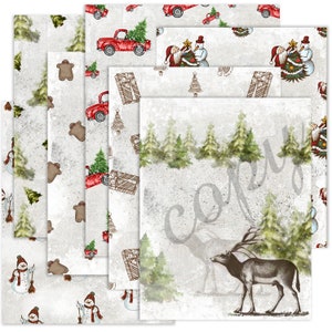 7 Seiten in voller Größe Winter Time Papers - Journaling Papiere und Postkarten - Druckbare Collage Bogen - Digitaler Download Papier Pack