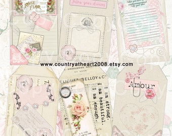 Shabby Chic Tags - Digital Download - Printable  Digital Collage Sheet