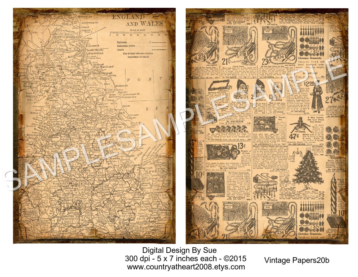 INSTANT DOWNLOAD Vintage Papers 20 Digital Download | Etsy