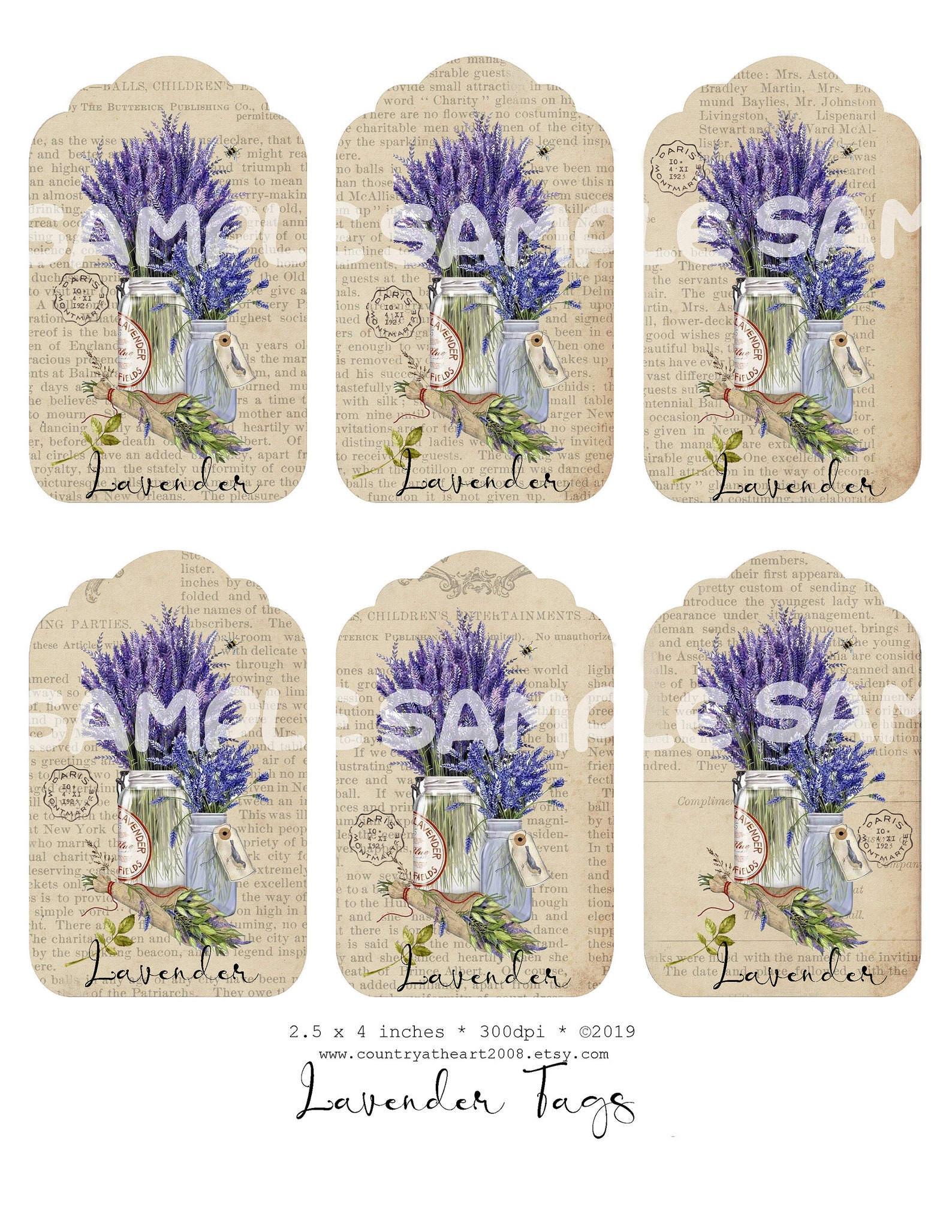 Instant Download Hang Tags Lavender Tags Printable Digital - Etsy