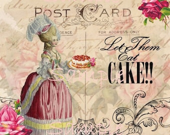 Marie Antoinette  Let Them eat Cake-  French - Printable Digital Collage Sheet - Download