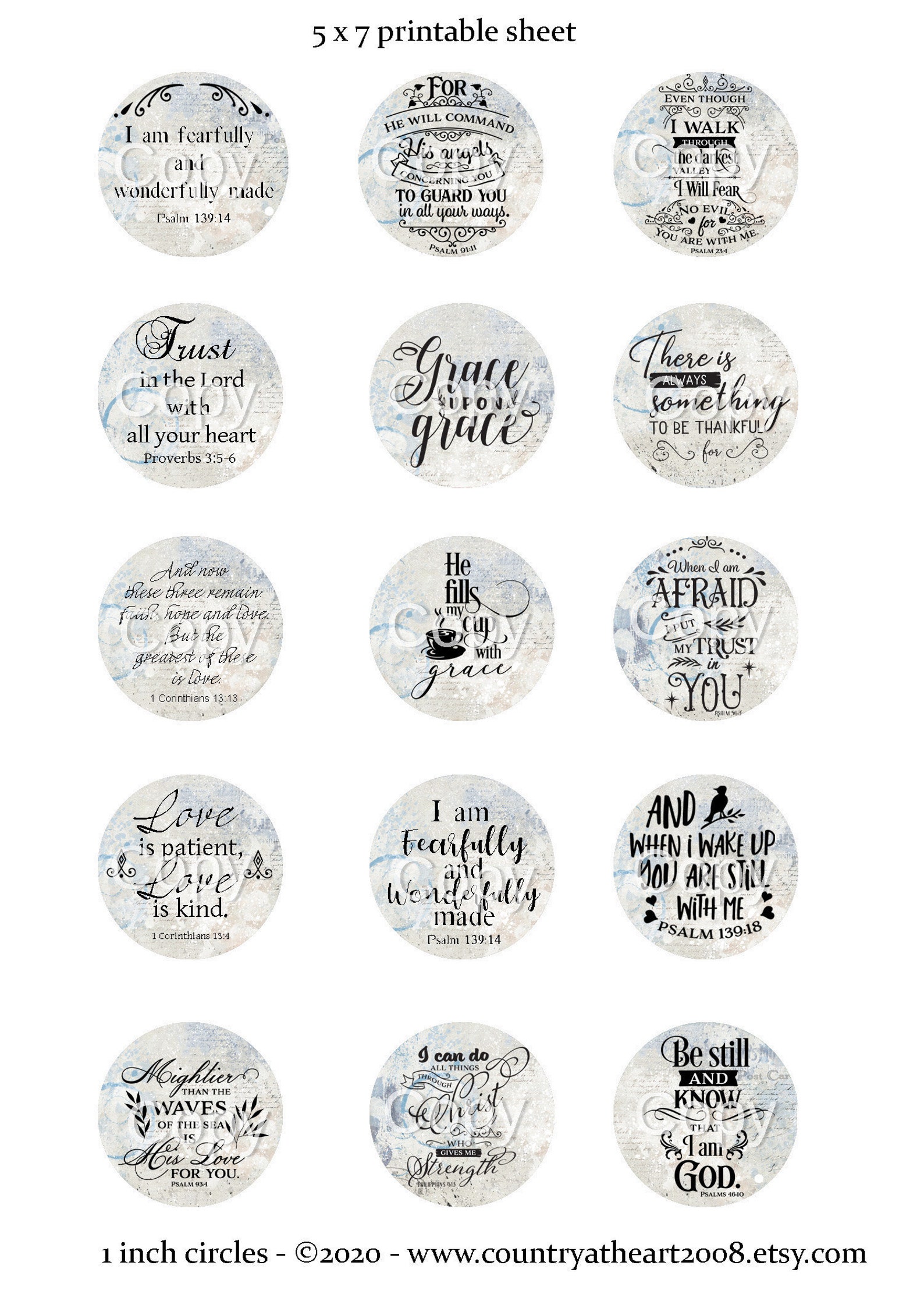 One Inch Quote Scripture and Quotes - 1 Inch Circles - Printable Digital Collage Sheet ...