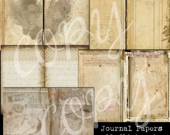 5 Sheet  Paper Pack  - Journal Paper Set -  Printable Digital Collage Sheet - Digital Download Scrapbooking Kit