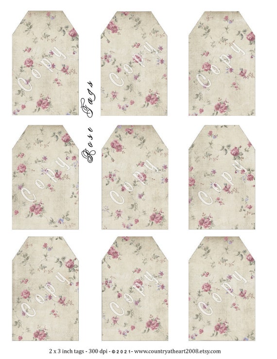 Instant Download Rose Tags Digital Download Printable - Etsy