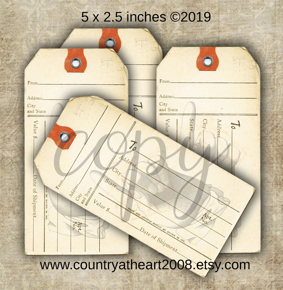Vintage Tags - Digital Download - Printable Digital Collage Sheet ...