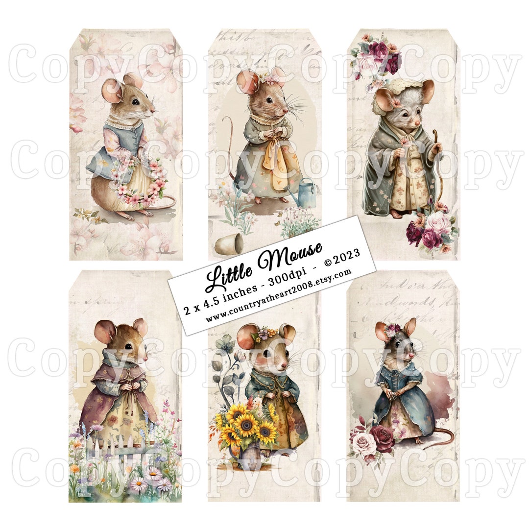 Mouse Label. Tags Little Mouse Tags - 2 X 4.5 Inches - Digital Download - Scrapbook ...