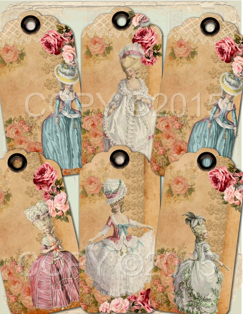 Marie Antoinette Printable Digital Collage Sheet Digital Download image 1