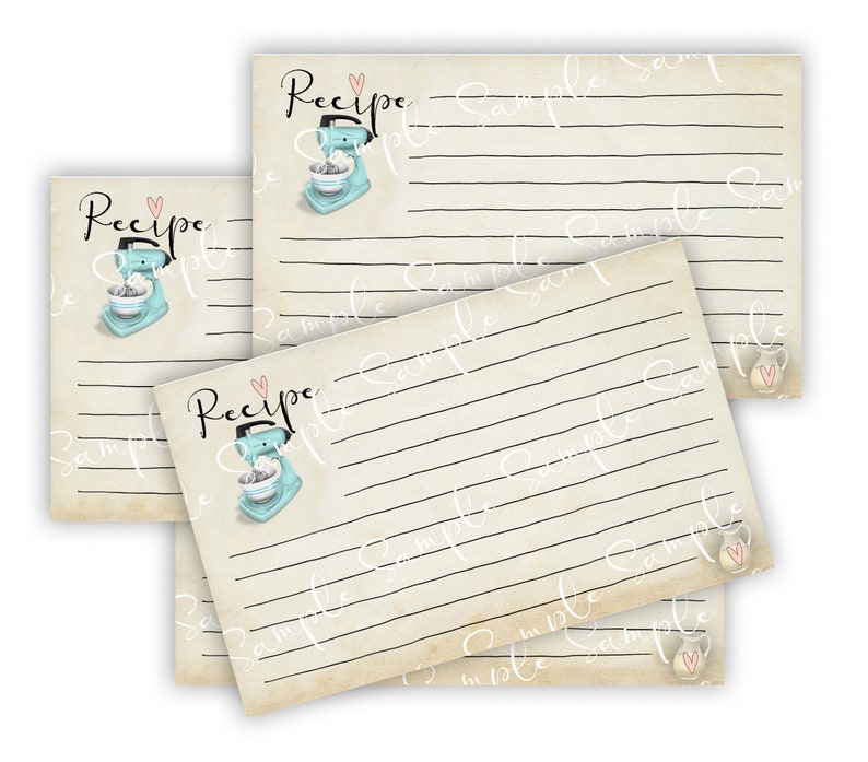 Cute Recipe Cards - Printable Digital Collage Sheet - Digital Download ...