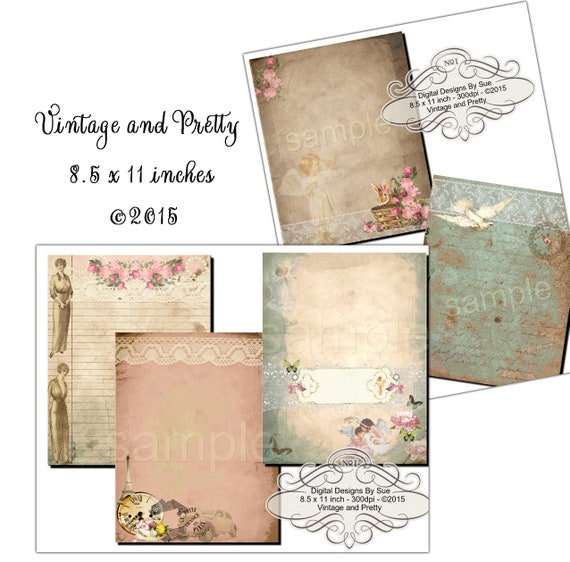 Buy Vintage and Pretty Paper Kit 5 Full Size Sheets of Printable Papers  Digital Download Journal Paper and Tags Online in India 