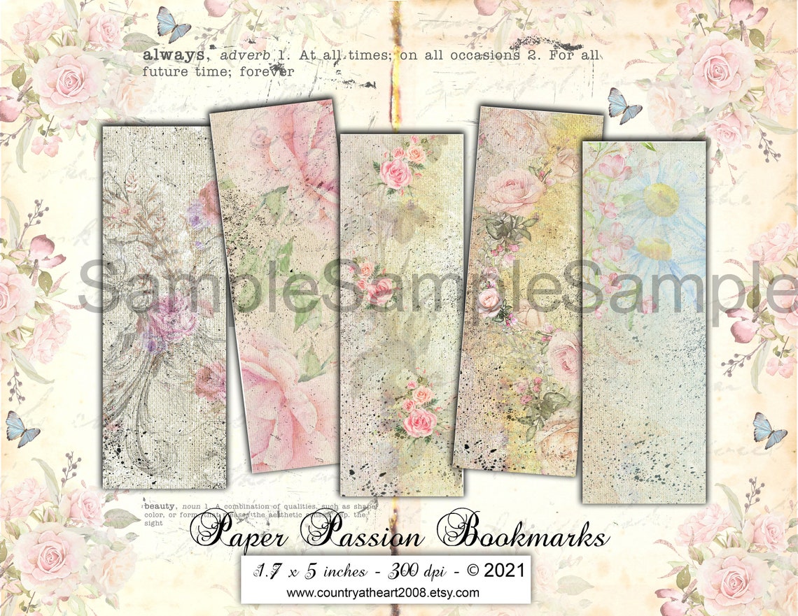 1.7 X 5 Inches Paper Passion Bookmarks Digital Download - Etsy